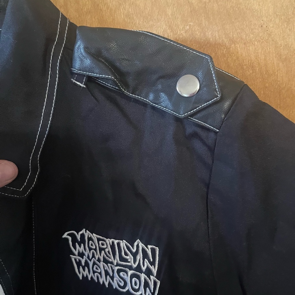 Dolls Kill x Marilyn Manson Black Mechanic Jumpsuit with White Stitching - Picture 4 of 8